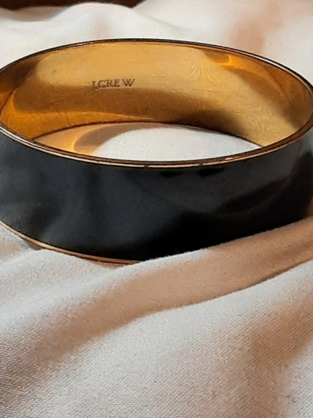 J. Crew Black Enamel and Gold-Tone Bangle Bracelet
